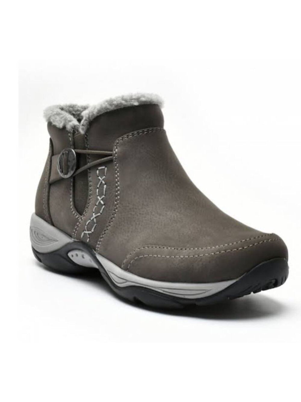 Easy Spirit Erique Cozy Cold Weather Ankle Boots Gray Faux Fur NEW - 9W